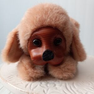 Vintage Applause Wood Carved Face Dog